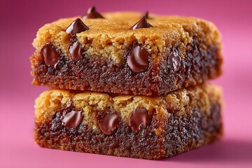 Indulge in rich, gooey chocolate chip brownies stacked high for ultimate dessert delight