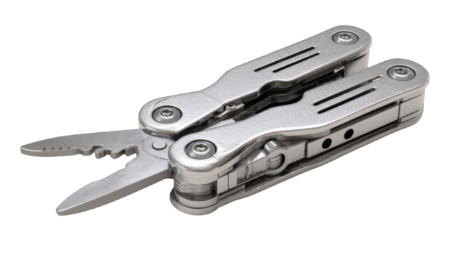 A multi-tool, angled, and closed