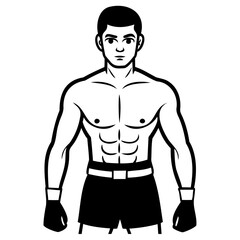 Fototapeta premium Muscular boxer in fighting stance