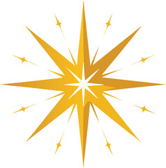 Fototapeta premium Golden Starburst Illustration with Multiple Points of Light on a White Background