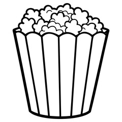 Classic popcorn bucket line art illustration