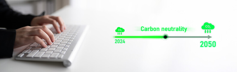 Carbon neutrality timeline illustrates carbon, neutrality, and reduction targets from 2024 to 2050 to support global sustainability and green initiatives Latch