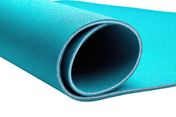 Rolled turquoise fabric, close-up