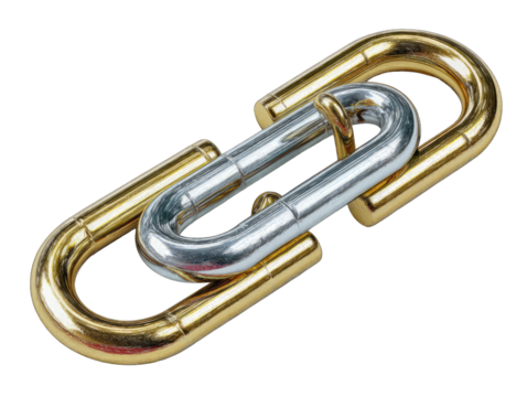 Two interlocking metal puzzle pieces