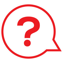 Red question mark in a speech bubble isolated on transparent background