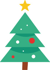 Fototapeta premium Simple Christmas Tree Illustration with Star Topper and Ornaments for Holiday Designs