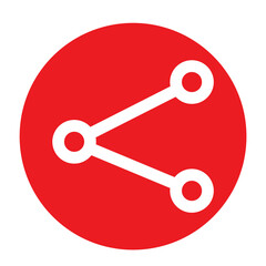 White share icon on red circle isolated on transparent background