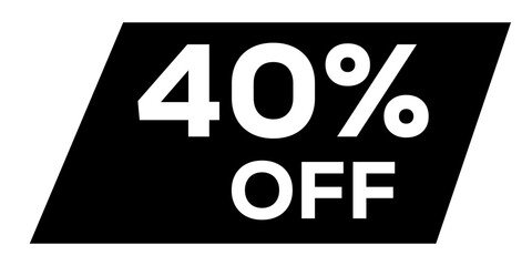 Black sign with 40 off text isolated on transparent background