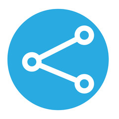 Share icon in a blue circle isolated on transparent background