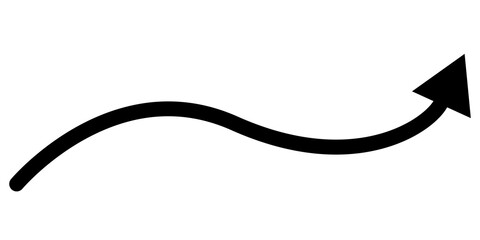 Curved arrow pointing upwards isolated on transparent background