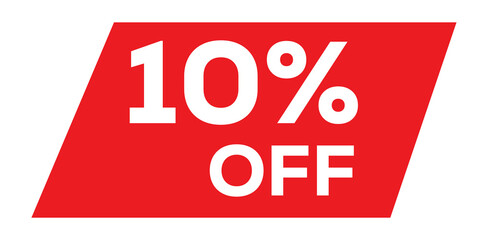 Red 10 off discount tag isolated on transparent background