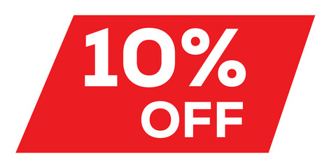 Red 10 off discount tag isolated on transparent background