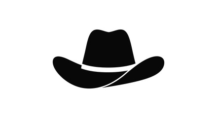 a classic black cowboy hat with white band isolated