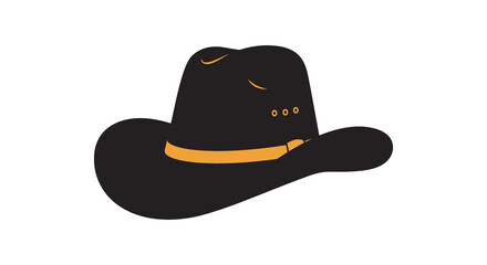 a classic cowboy hat with yellow band and decorative elements