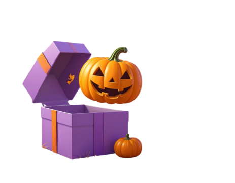 3d minimal Halloween theme. Halloween surprise party. Halloween decoration. pumpkin