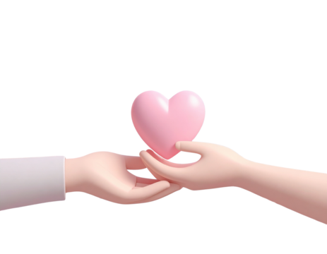 3d minimal heart giving. romantic love. Love each other. heart giving on Valentine's