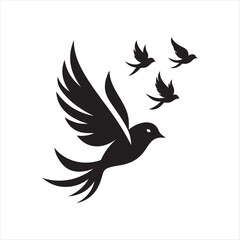 flying birds vector silhouette outline idea design illustration. flying birds icon set collections
