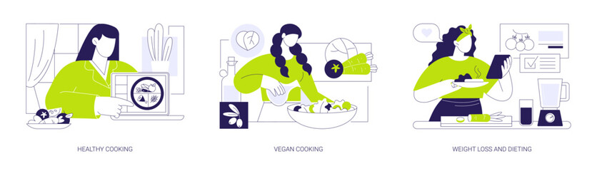 Cooking and nutrition workshop isolated cartoon vector illustrations se
