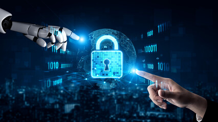 AI artificial intelligence strengthens cybersecurity with intelligent threat detection, virtual...