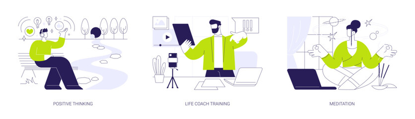 Self-improvement coaching isolated cartoon vector illustrations se