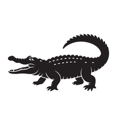 Fototapeta premium Silhouette of crocodile reptile with open jaws side view