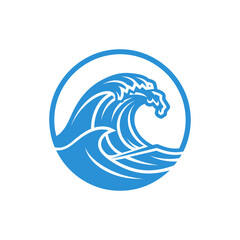 Tidal wave emblem icon logo flat vector design
