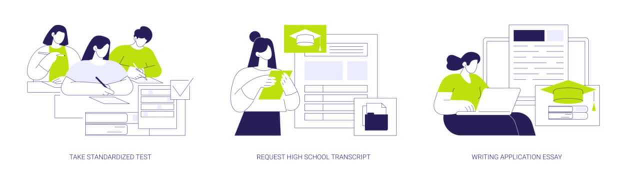 College admission process isolated cartoon vector illustrations se