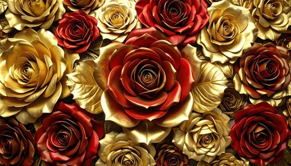 Ornate gold and red roses