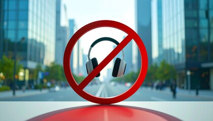 No headphones sign in city (2)