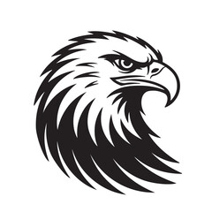 Obraz premium Black and white silhouette of eagle head with sharp beak