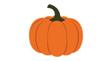 a vibrant orange pumpkin with green stem on white background