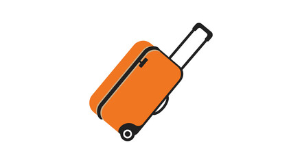 a vibrant orange suitcase with wheels and handle extended