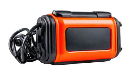 Orange portable power device with black accents