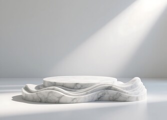 Marble podium with light isolated on white background