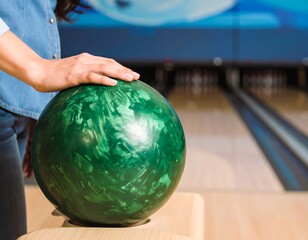 Woman holding bowling ball