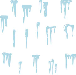 Set of vector hanging icicles.