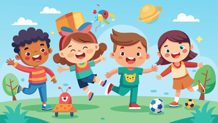 kids playing and entertaining moments vector