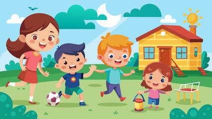 kids playing and entertaining moments vector