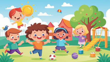kids playing and entertaining moments vector