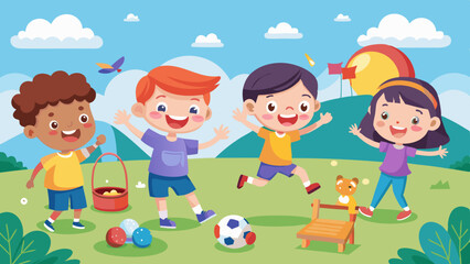 kids playing and entertaining moments vector
