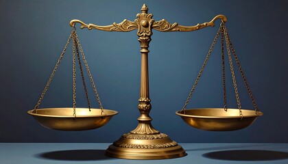 Ornate gold scales of justice on a dark background