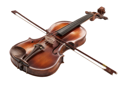 Violin with bow angled diagonally