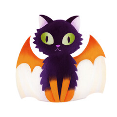A playful black cat clipart for Halloween themes. isolated transparent background.