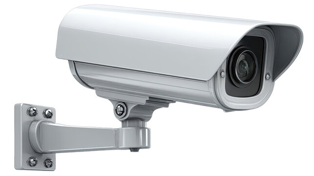 Security camera mounted on a wall