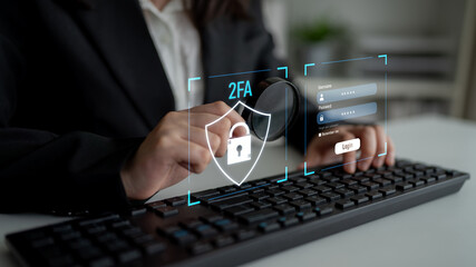 Two-factor authentication strengthens login system security. Adds protection, two-factor...