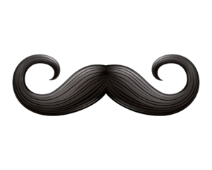 Mustache with Elegant Swirled Tips on White Background facial hair grooming isolated on a transparent background