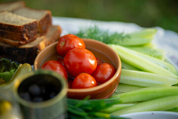Tomatoes on table