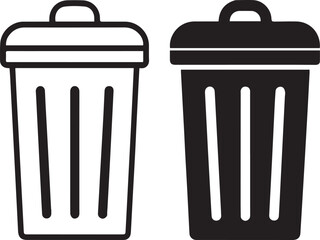 bin icon, Black vector trash can icon for garbage and recycling
