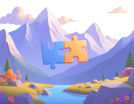 3d minimal problem solving concept. teamwork collaboration concept. A jigsaw puzzle 