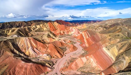 Colorful mountain landscape with valleys